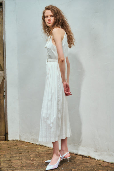 Rodin Satin Dress <br>-WHT-