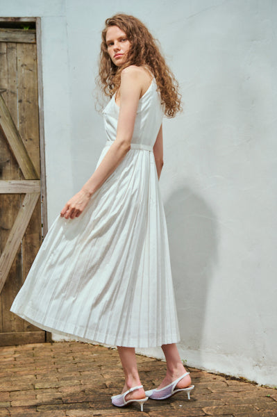 Rodin Satin Dress <br>-WHT-