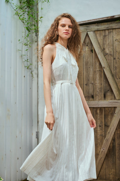 Rodin Satin Dress <br>-WHT-