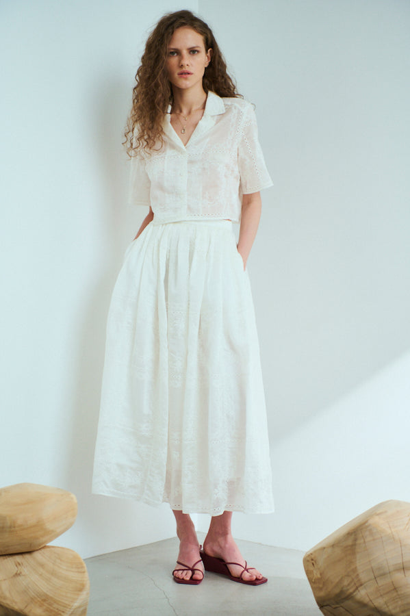 Audrey Lace Shirt <br>-WHT-