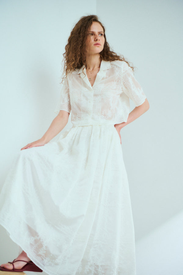 Audrey Lace Skirt <br>-WHT-