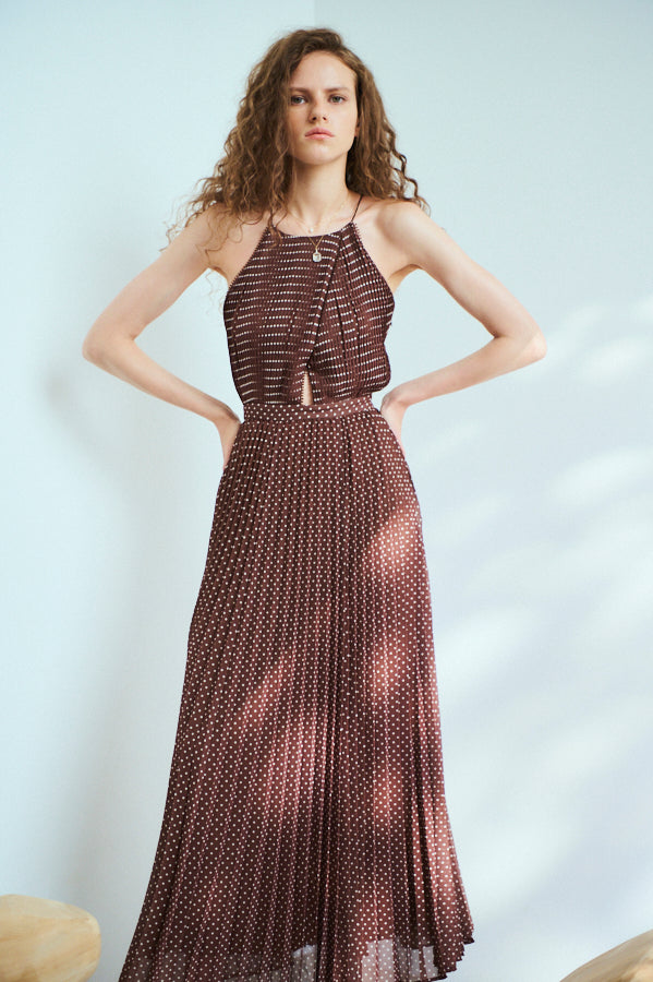 Pre-order <br>Jenna Pleated Long Dress   <br> -BRW.dot-