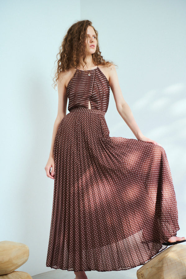 Pre-order <br>Jenna Pleated Long Dress   <br> -BRW.dot-