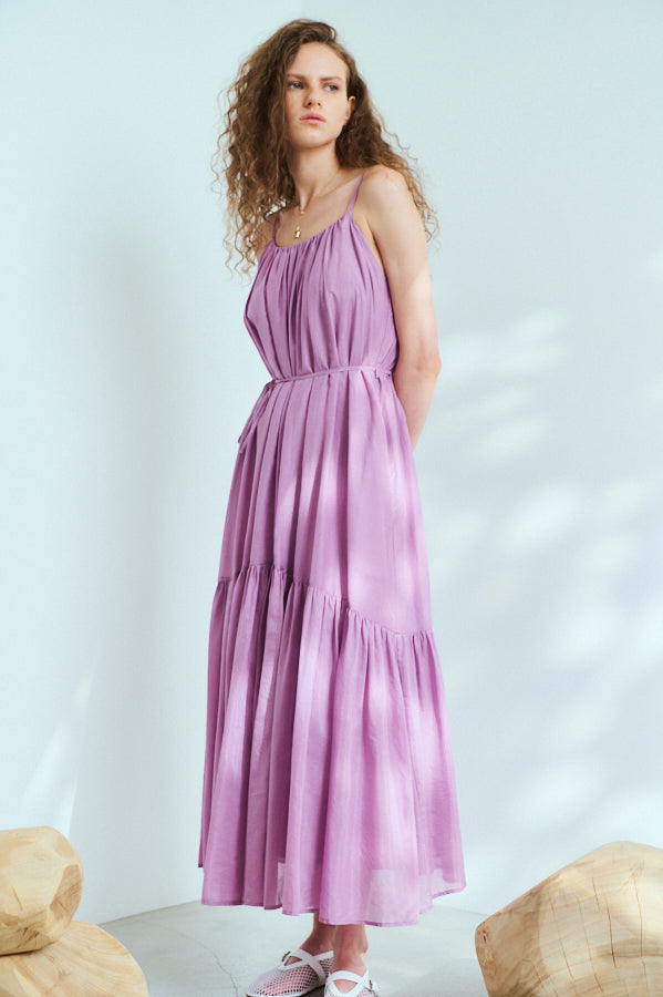 Dramatic summer belted dress <br> -LAV.Pink-