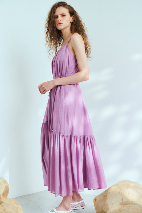 Dramatic summer belted dress <br> -LAV.Pink-