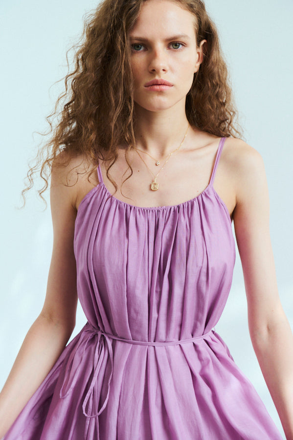 Dramatic summer belted dress <br> -LAV.Pink-