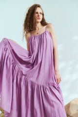 Estella.k エステラk パープルノースリーブマキシドレス Dramatic summer belted dress -LAV.Pink- – Estella.K
