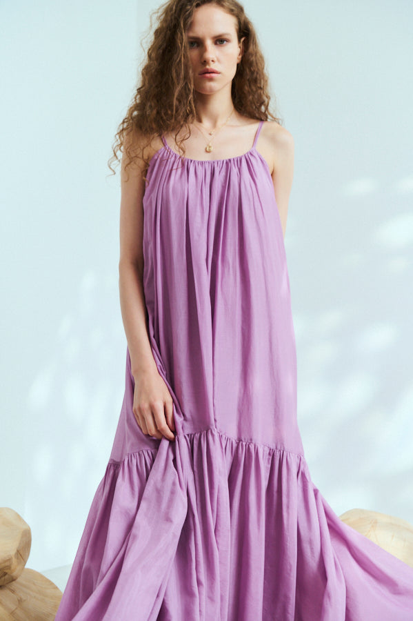 Dramatic summer belted dress <br> -LAV.Pink-