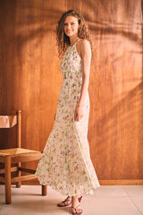 Jenna Pleated Long Dress -White.flower- – Estella.K