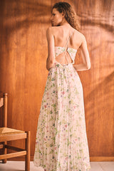 Jenna Pleated Long Dress -WHT.flower- – Estella.K