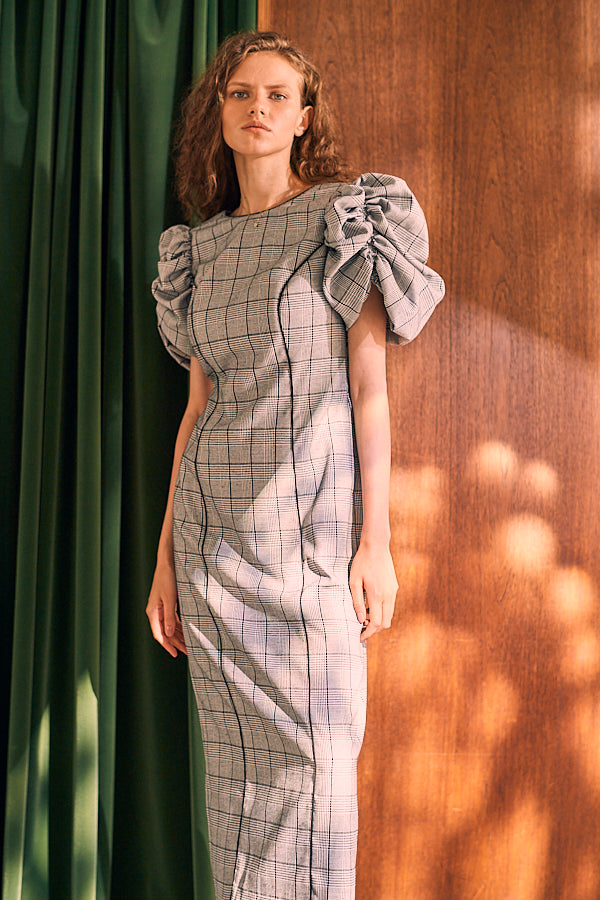 Aria Midi Dress <br> -Glen check-