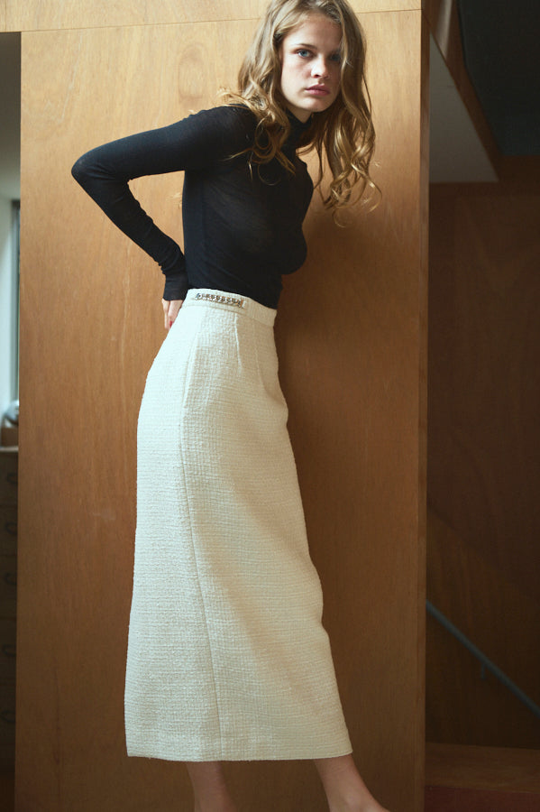 Mabel Tweed skirt <br>-Off.WHT-