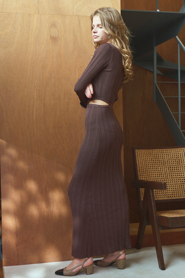 Alessia Knit Dress <br>-Coffee-