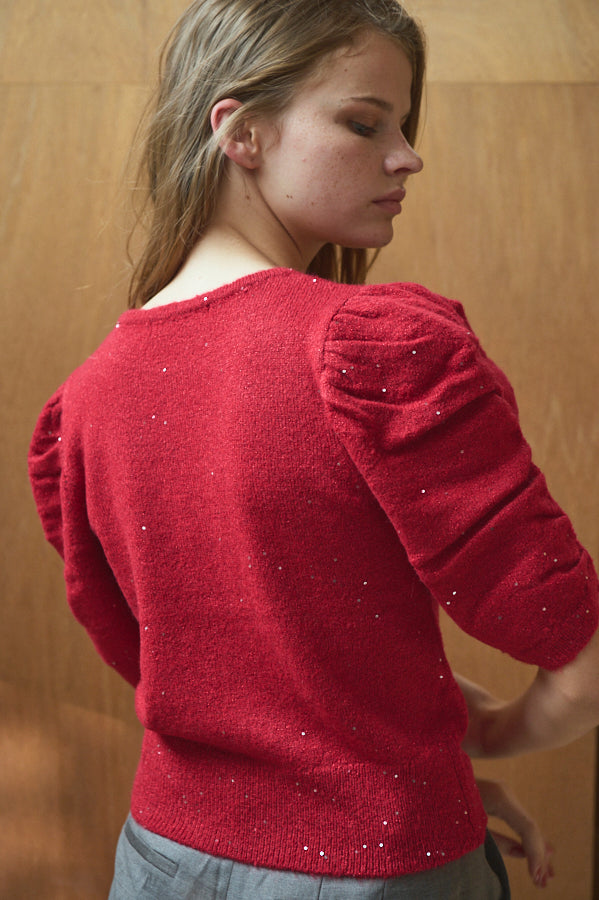 Mira Knit Cardigan <br>-RED-