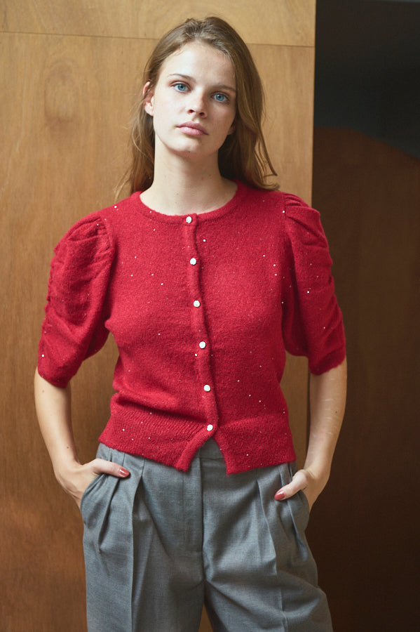 Mira Knit Cardigan <br>-RED-