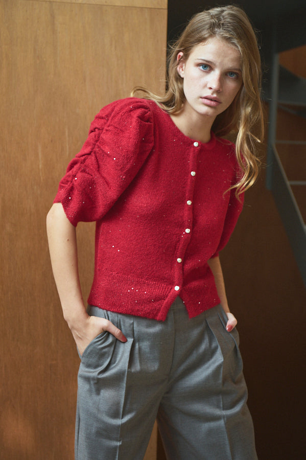 Mira Knit Cardigan <br>-RED-