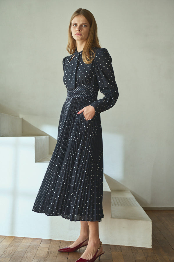 Abby Polka-Dot Dress  <br> -BLK-