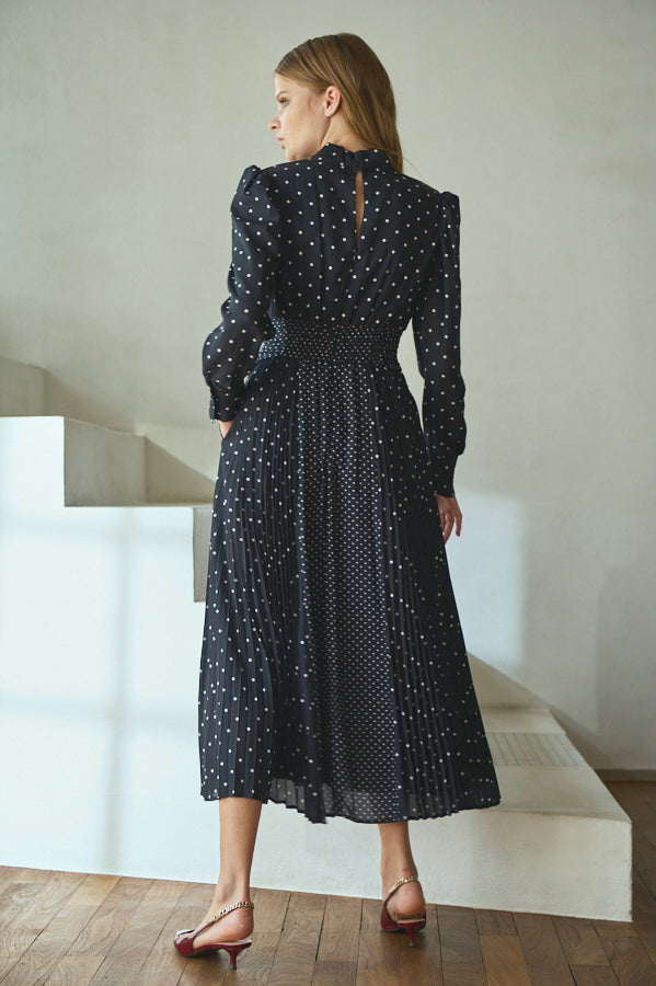 Abby Polka-Dot Dress  <br> -BLK-