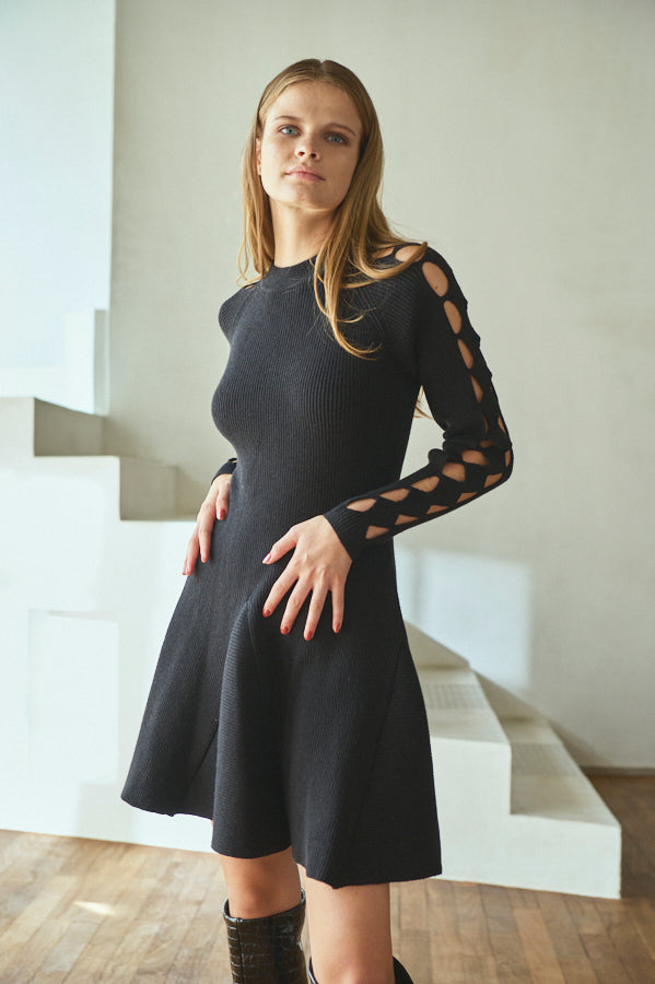 Audrina Knit Dress <br>-BLK-