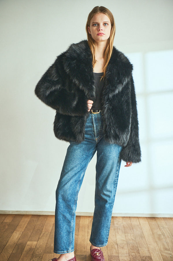 Pre-order Elisa Faux Fur Coat <br>-BLK-