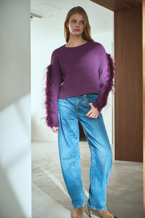 Adona Feather Knit Pullover <br> -PUR-