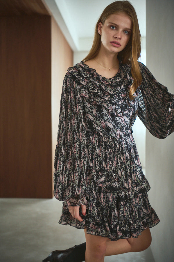 Zola Floral Dress <br> -BLK-