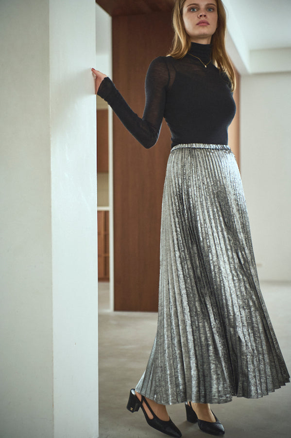 Siena Pleated Skirt <br>-Silver-