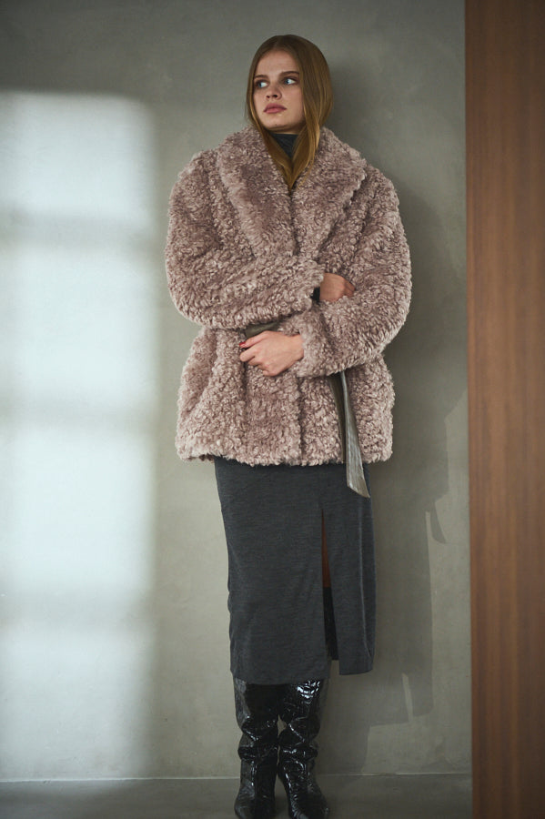 Gilda Belted Shearing Coat  <br>-Mauve.beg-