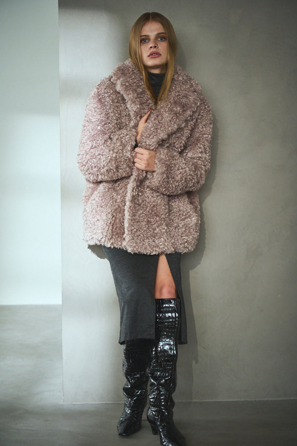 Gilda Belted Shearing Coat  <br>-Mauve.beg-