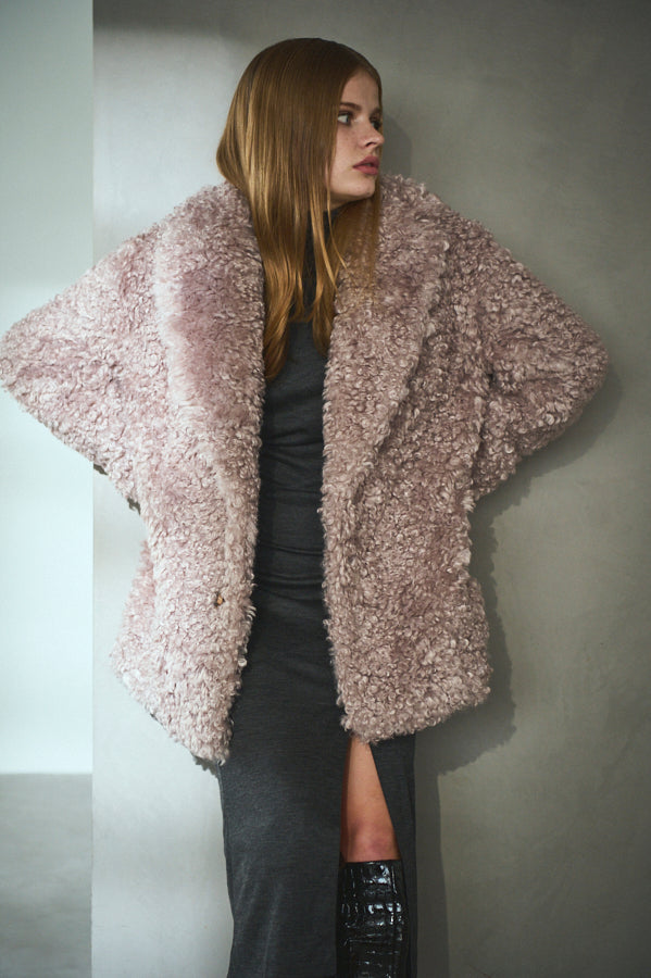 Gilda Belted Shearing Coat  <br>-Mauve.beg-