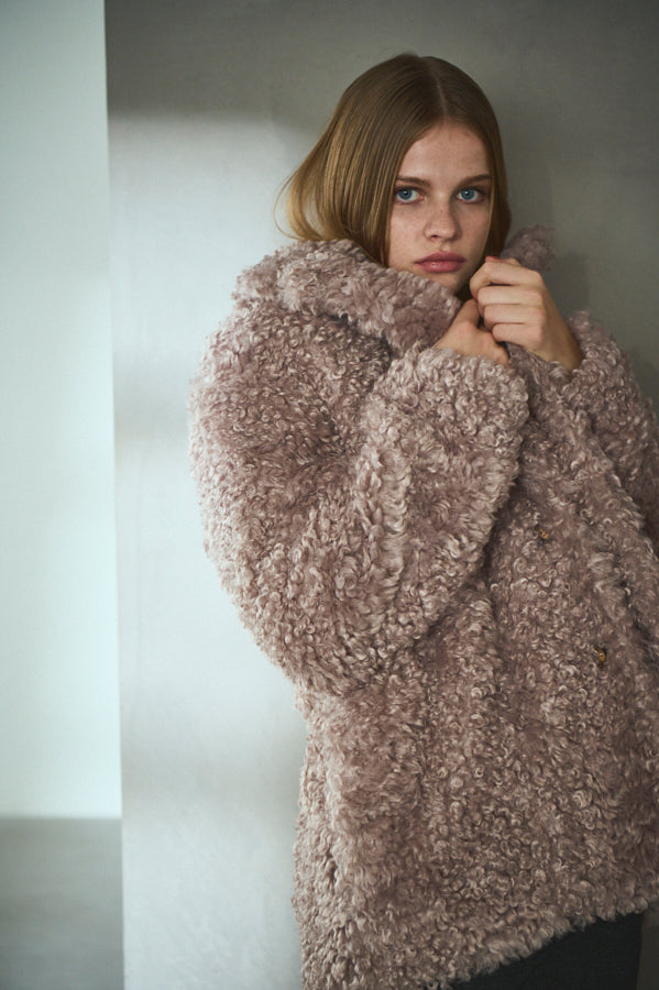 Gilda Belted Shearing Coat  <br>-Mauve.beg-