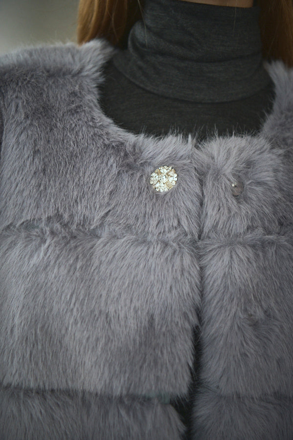 Pre-order Coco Faux Fur Coat <br>-Blue.gry-