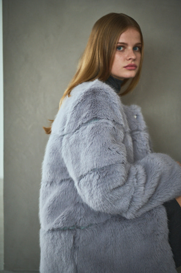 Pre-order Coco Faux Fur Coat <br>-Blue.gry-