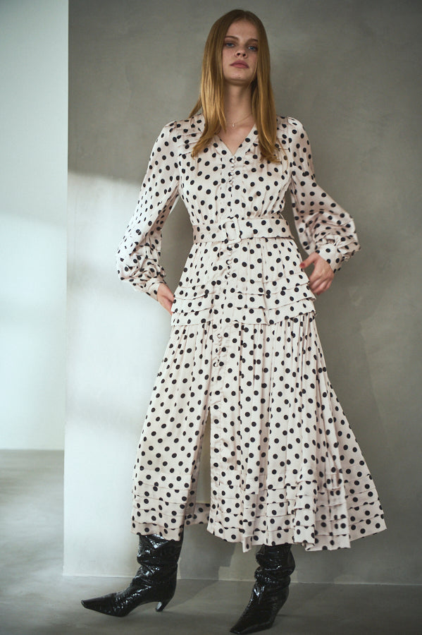 Paloma Belted Long Dress <br> -Dot.IVO-