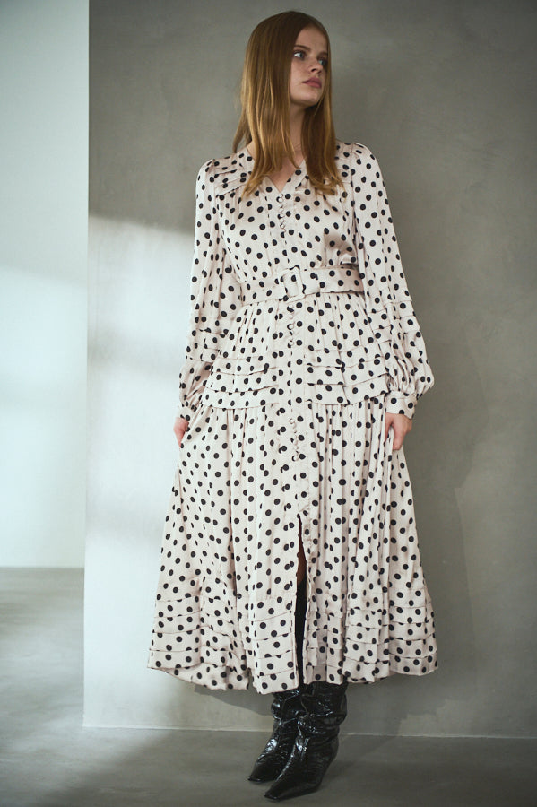 Paloma Belted Long Dress <br> -Dot.IVO-