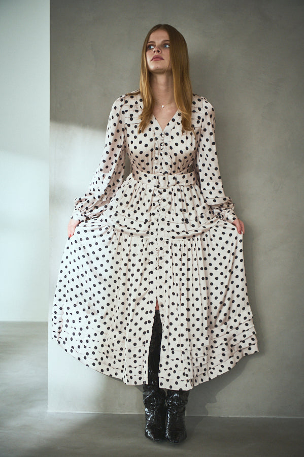 Paloma Belted Long Dress <br> -Dot.IVO-