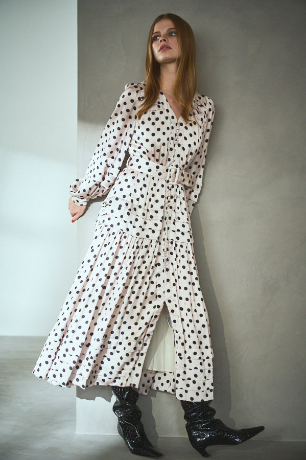 Paloma Belted Long Dress <br> -Dot.IVO-