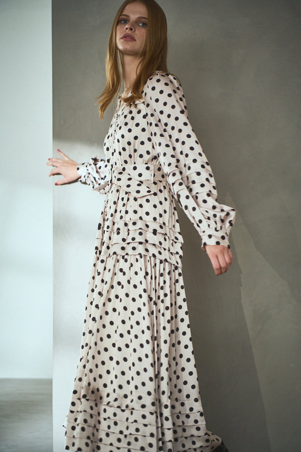 Paloma Belted Long Dress <br> -Dot.IVO-