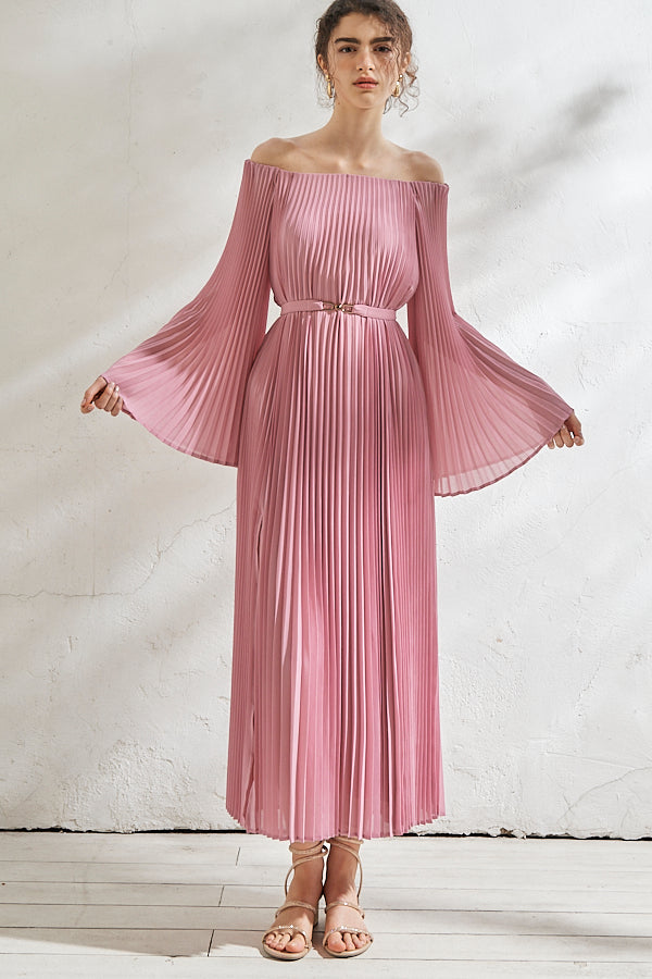 Ester Pleated Dress <br>-PNK-