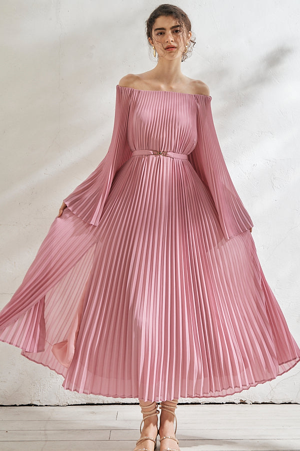 Ester Pleated Dress <br>-PNK-