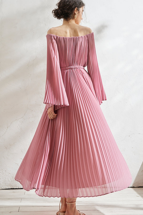 Ester Pleated Dress <br>-PNK-