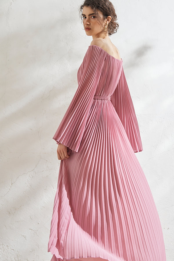 Ester Pleated Dress <br>-PNK-