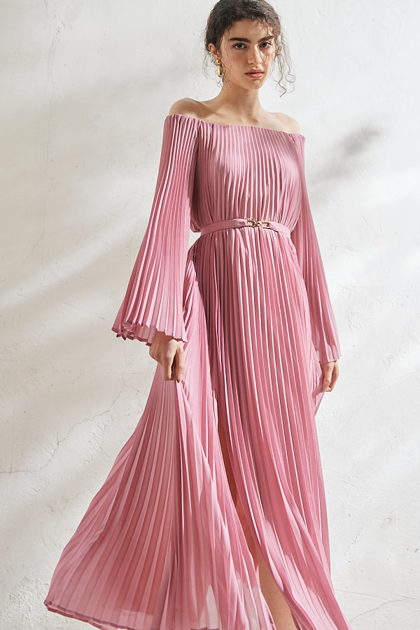 Ester Pleated Dress <br>-PNK-