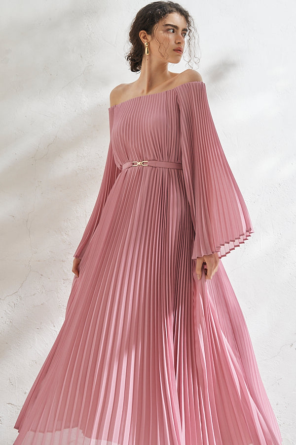 Ester Pleated Dress <br>-PNK-