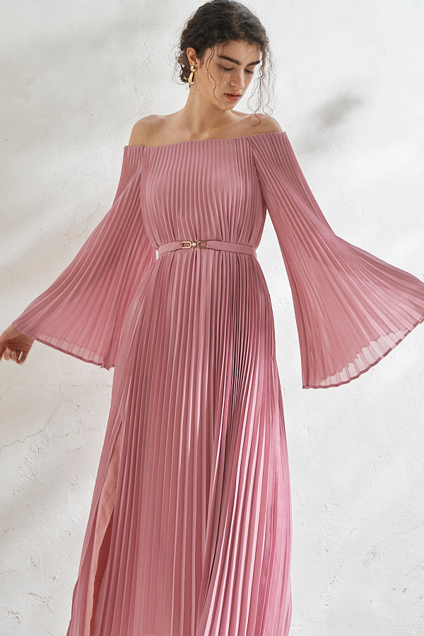 Ester Pleated Dress <br>-PNK-