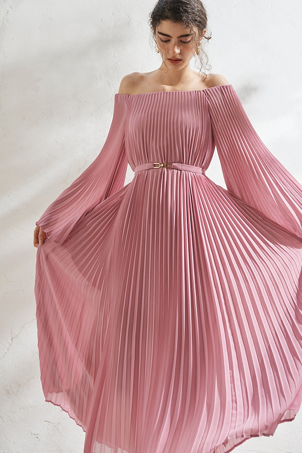 Ester Pleated Dress <br>-PNK-