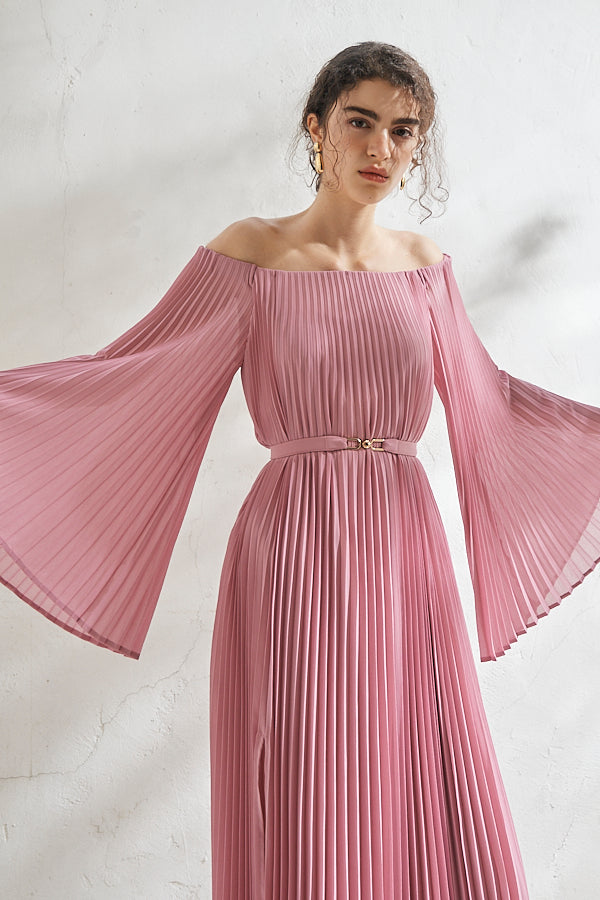 Ester Pleated Dress <br>-PNK-