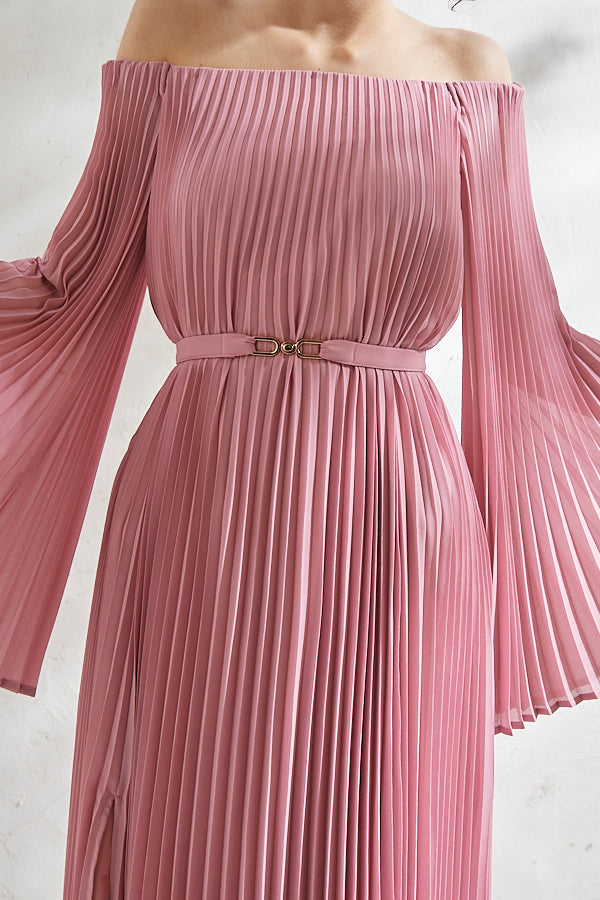 Ester Pleated Dress <br>-PNK-