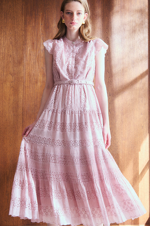 Veronica Belted Dress <br>-BEG.pnk-