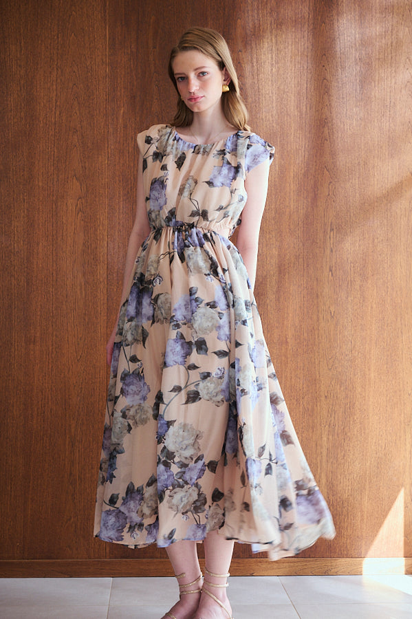 Ravello Print Long Dress <br> -BEG.pt-